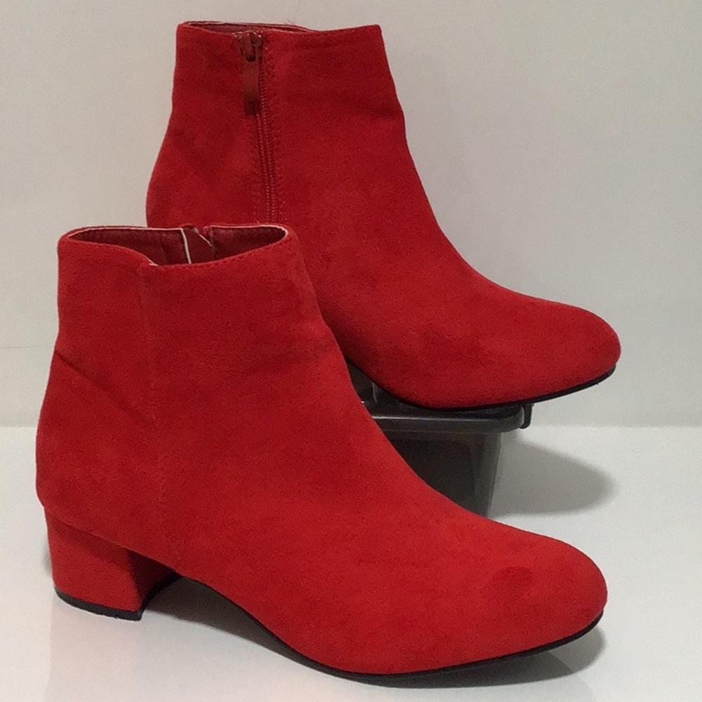 Camssoo Suede Red Ankle Boots, Size‎ 30